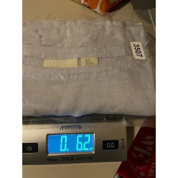 Cynthia Rowley Linen Side Wooden Buttons Short Sleeve Round Neck Blouse 2X Blue - Picture 8 of 8